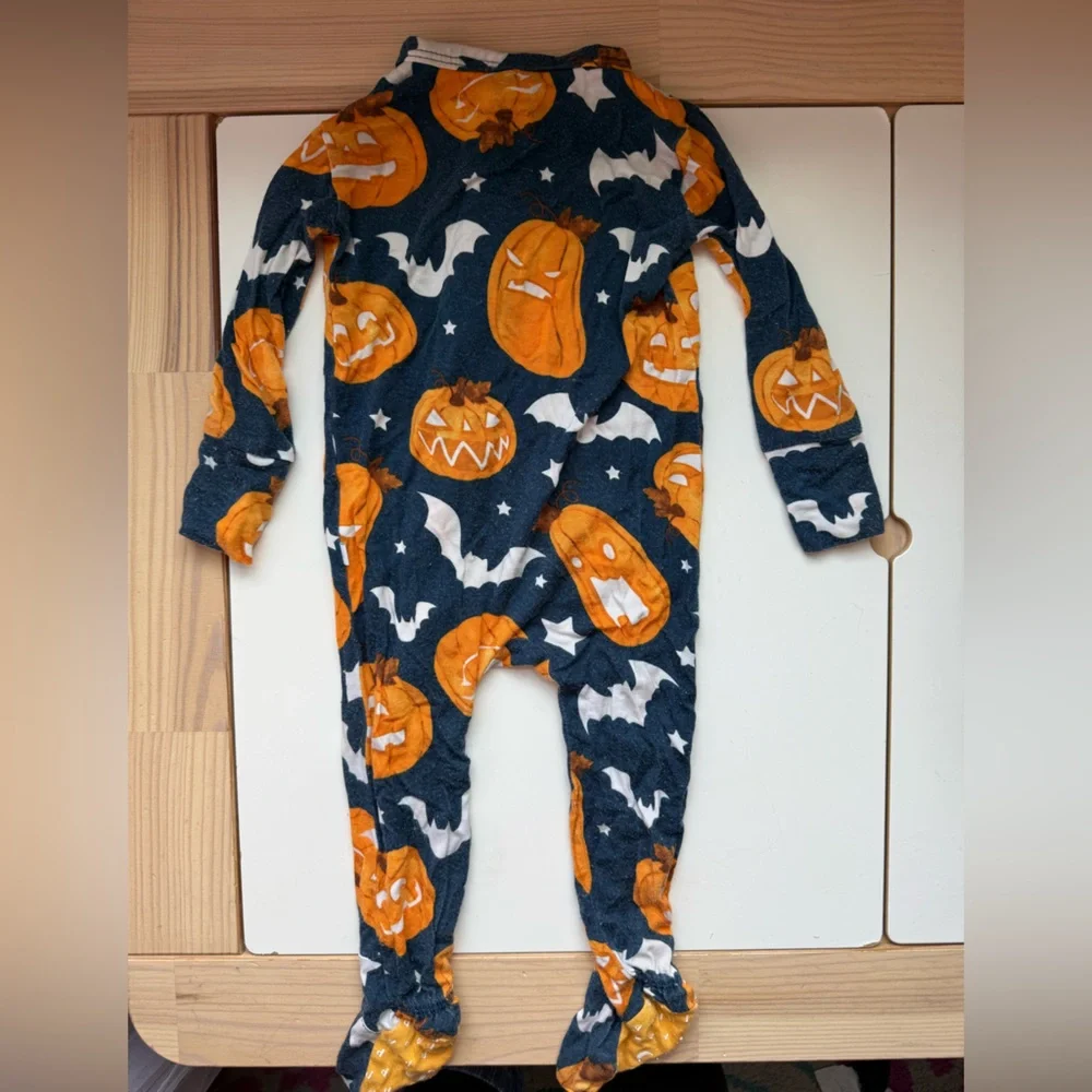 Halloween Pumpkin Onesie Pajamas - Picture 2 of 4
